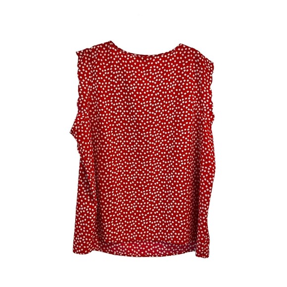 Shein Curve 3XL Plus Womens Blouse Red Ditsy Floral Daisy Scalloped Cap Sleeves - Picture 4 of 6